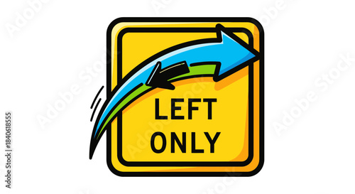 Directional Symbol: A Bright Guide Leading To The Left And Signaling Specific Movement