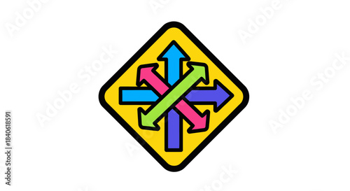 Directional Symbol Depicting Intersecting Arrows, Illustrating Diverse Movement Options