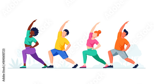 Diverse Group Doing Yoga Together, Exercise, Health, Active, Harmony, and Fitness