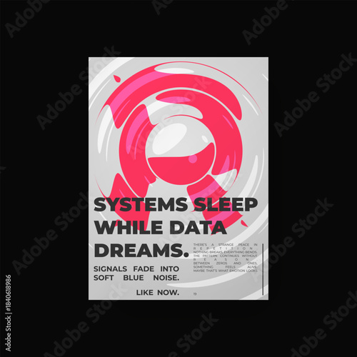 Abstract colorful poster featuring liquid glass distortion and smooth refraction effects. A futuristic composition blending typography, reflection, and optical illusion into minimal surreal design.