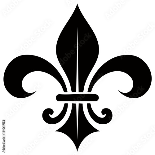 Black fleur-de-lis heraldic emblem, vector illustration