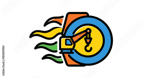 Crane Delivering Service Icon Representing Speed, Efficiency, And Towing Abilities