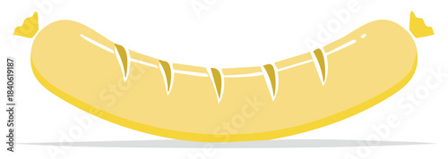 Stylized Yellow Sausage with Scoring Marks Flat Illustration
