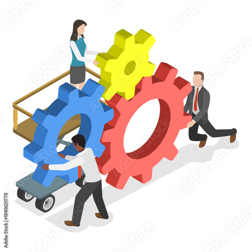 3D Isometric Flat Vector Illustration of Project Management, Outsourcing. Item 2