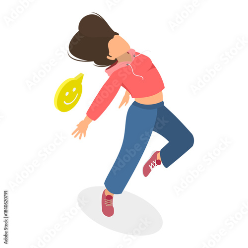 3D Isometric Flat Vector Illustration of Hip-hop Dancer, Breakdance Style. Item 2