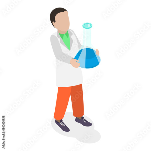 3D Isometric Flat Vector Illustration of Scientists Kids Characters, Young Scholars Exploring The World. Item 4