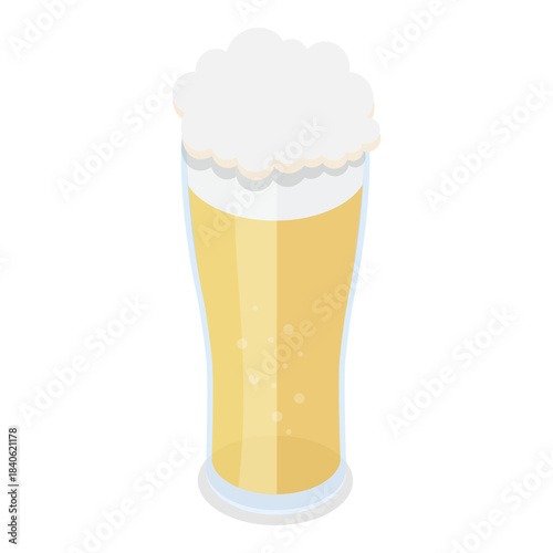 3D Isometric Flat Vector Illustration of Types Of Beer, Beverages in Recommended Glasses. Item 5