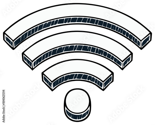 Stylized Wifi Signal Waves Radiating Outward Digital Network Connection Concept