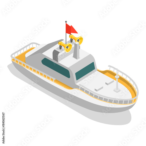 3D Isometric Flat Vector Illustration of Yachts Maritime Ships , Shipping Boats On The Sea. Item 1