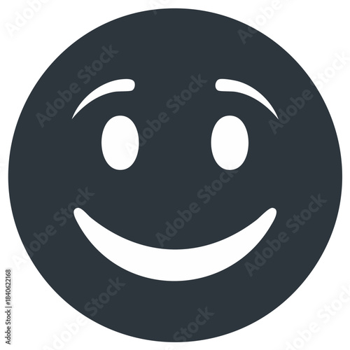 Simple cheerful happy face icon graphic symbol of positive emotion and joy