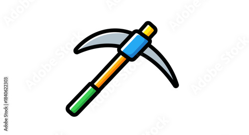Colorful Illustration of Pickaxe Tool Vector on White Background for Various Uses