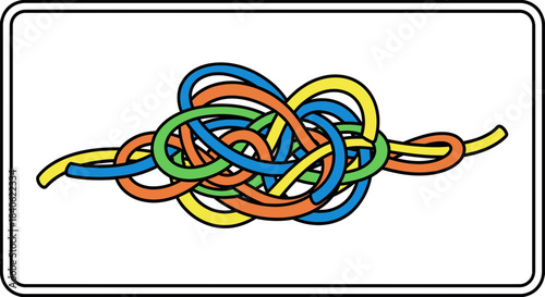 Colorful Intertwined Lines Create A Complex Design of Knots and Loops