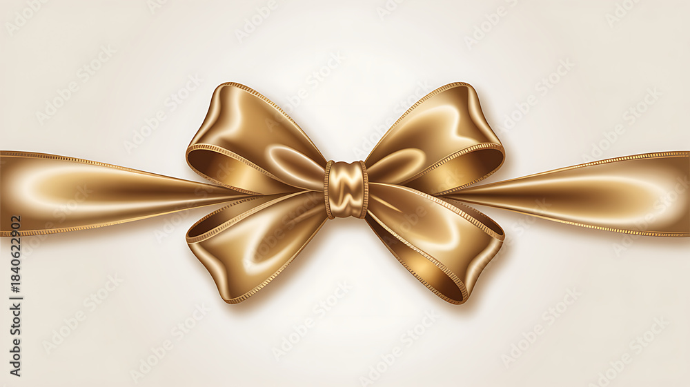 Fototapeta premium Luxury Golden Ribbon Bow Decoration