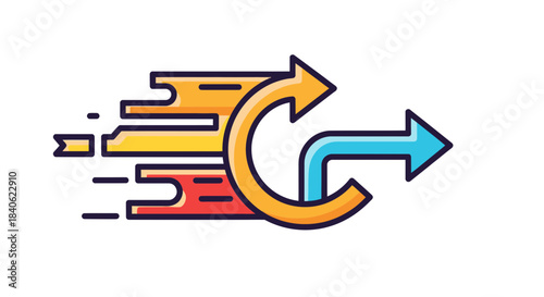 Conceptual Illustration Depicting Forward Progression, Turning, And Speed, Isolated On White