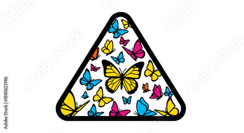 Colorful Butterfly Design Within a Triangular Frame: A Beautiful Visual Creation