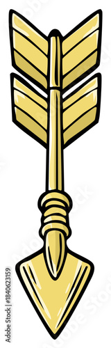 Golden Arrow with Fletching and Arrowhead a Symbol of Direction