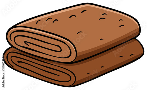 Stack of Folded Brown Towels Illustration Icon for Bathrooms and Bedding