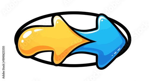 Colorful Double Arrow Design Displaying Direction and Circular Motion Conceptual Idea