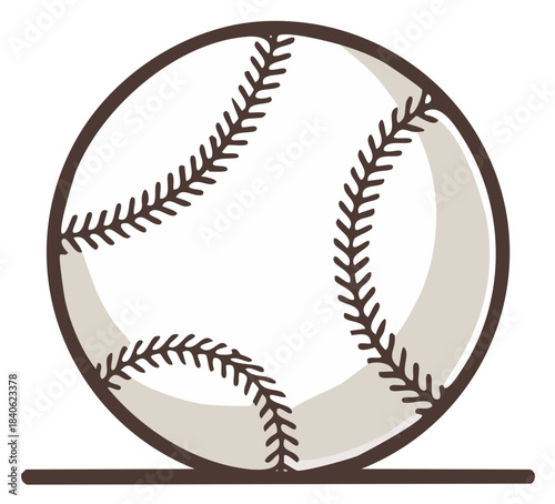 Simple baseball illustration with classic red stitching and a clean design