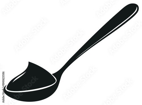 Filled Spoon Icon, Black Silhouette, Food Serving Utensil, Cooking Tool, Kitchenware
