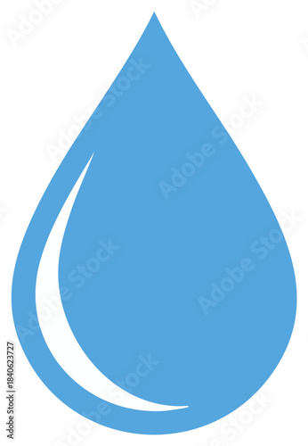 Light Blue Water Drop Symbol Graphic Illustration, Water Conservation and Environmental Concepts