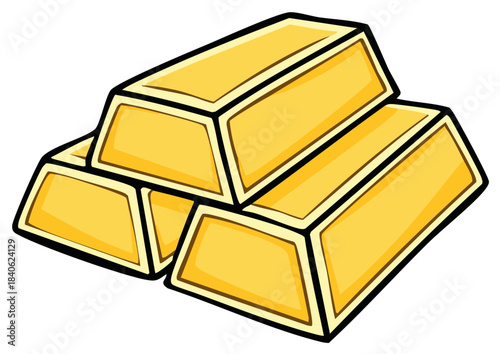 Stack of Shiny Gold Bars Cartoon Illustration