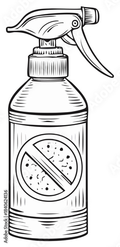 Spray bottle with no bugs symbol for pest control and cleaning applications