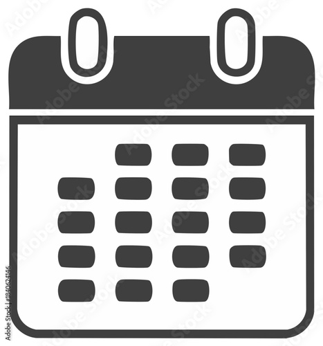 Stylized calendar icon with rounded corners representing dates and appointments