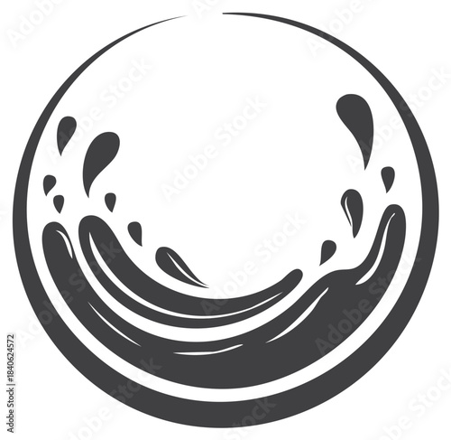 Abstract Splash Water Circle Design Element Dynamic Fluid Motion Graphic