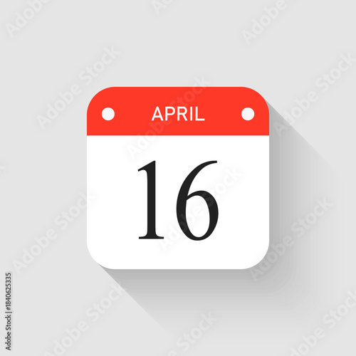 Vector icon page day calendar - 16 April month