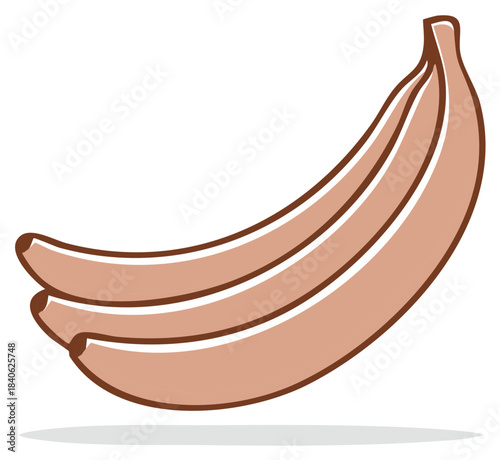 Three bananas with brown outlines simple fruit illustration for diet and healthy snack