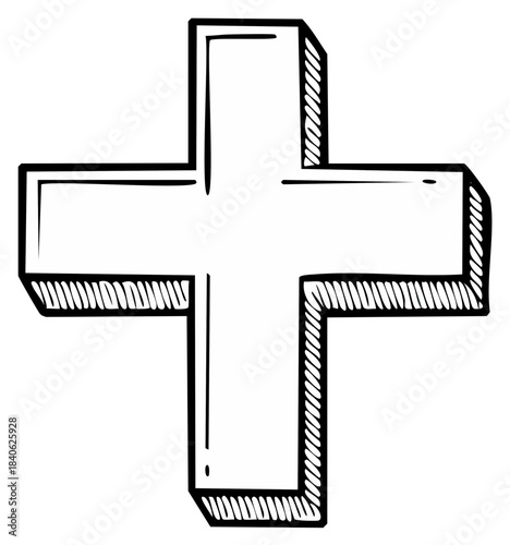 Drawn Plus Symbol with Shadow Effect, Graphic Element