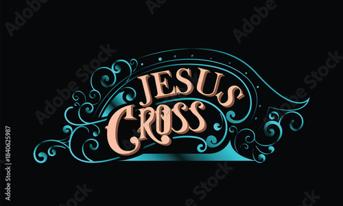 JESUS CROSS lettering custom style design