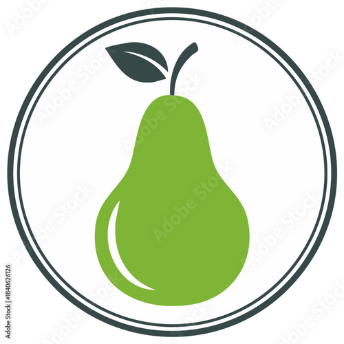 Fresh Green Pear Fruit Icon in Circle Minimalist Vector Illustration