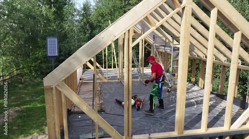 Wallpaper Mural Building a House Frame in the Woods Torontodigital.ca