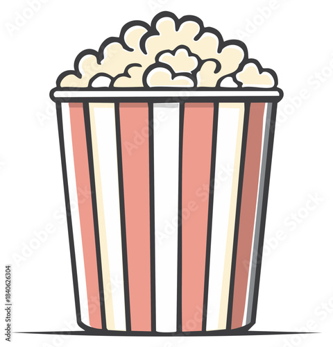 Stylized Popcorn Bucket Filled with Delicious Kernels Ready to Eat at the Movies