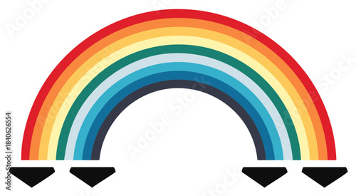 Rainbow Arch Graphic with Abstract Clouds Spectrum of Colors Illustration
