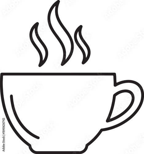 cup of hot coffee with fog or steam vector graphic Coffee cup icon vector clean line art simple drink beverage symbol design for cafe and kitchen graphics