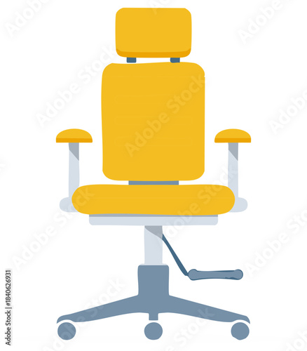 Yellow Swivel Office Chair with Headrest and Armrests for Ergonomic Seating