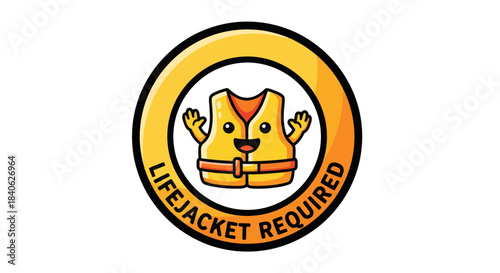 Cheerful Lifejacket Icon Emphasizing Safety Standards For Water Activities Applications