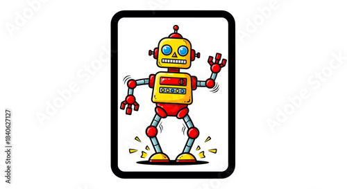 Cheerful Robot Icon in a Minimalist Style Offering a Modern Approach for Designers