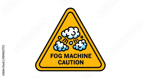 Caution Sign Illustrating Warning About Fog Machines Operation With Minimalist Design