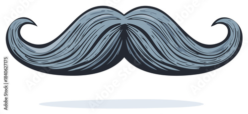 Hand drawn gray handlebar mustache vector illustration classic retro style gentleman icon