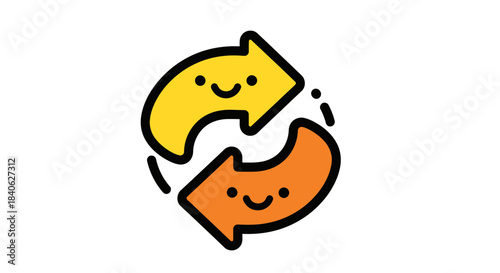 Cheerful Vector Illustration Depicting Two Arrows Circling, Suggesting Repeating Process