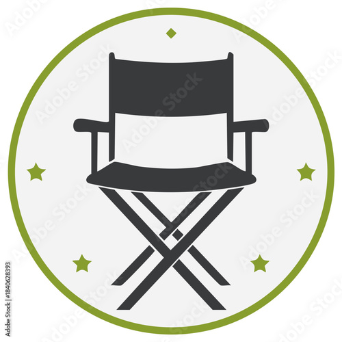 Isolated Director's Chair Icon in Circle with Stars Film Industry Vector Illustration