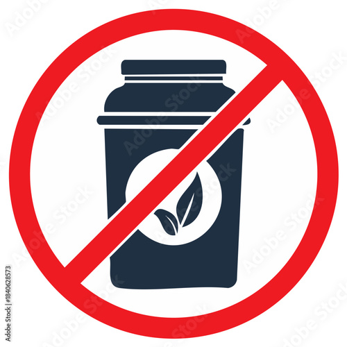 Herbal Product Restriction Symbol Vector Image Depicts Prohibition of Plant Based Supplements