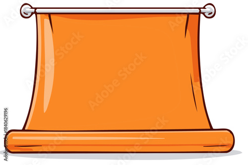 Orange banner scroll, illustration, vector artwork. Empty area for text, isolated design element.