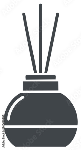Aromatherapy diffuser bottle with reed sticks simple graphic icon