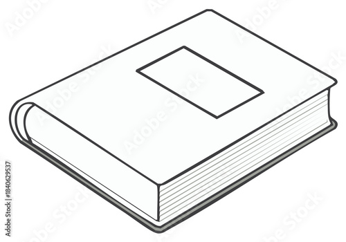 Isometric illustration of a book with a blank cover, suitable for education, reading or literature.