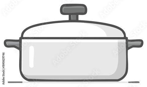 Cooking pot with lid simple vector icon line art illustration for culinary and kitchen concepts